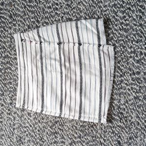 Loft Petite knitted faux wrap skirt, white and multi stripe size 0P